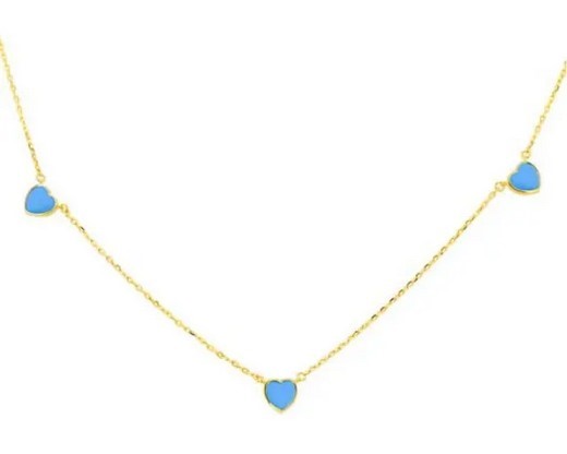 9k Yellow Gold Turquoise Heart Necklace 41-43cm