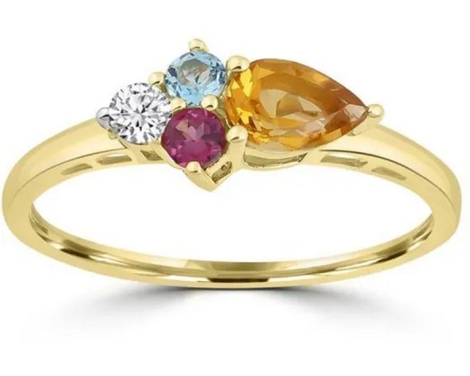 9K Yellow Gold 0.08ct HI SI DIAMOND CITRINE RING