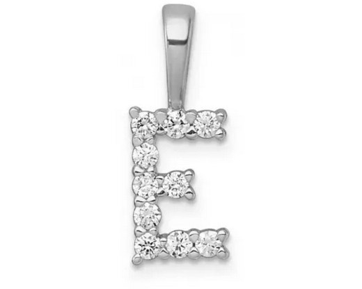 9K WHITE GOLD 0.10ct F VS LAB DIAMOND INITIAL "E" PENDANT LGSP-29841E-014-W