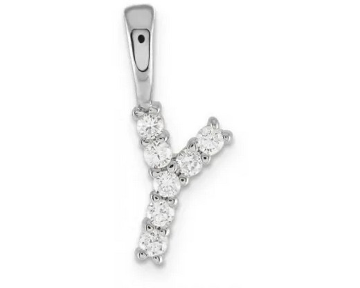 9K WHITE GOLD 0.07ct F VS LAB DIAMOND INITIAL "Y" PENDANT LGSP-29841Y-007-W