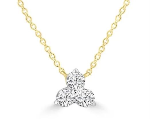 9K YELLOW GOLD 0.15CT HI I1 DIAMOND NECKLACE 40+5cm