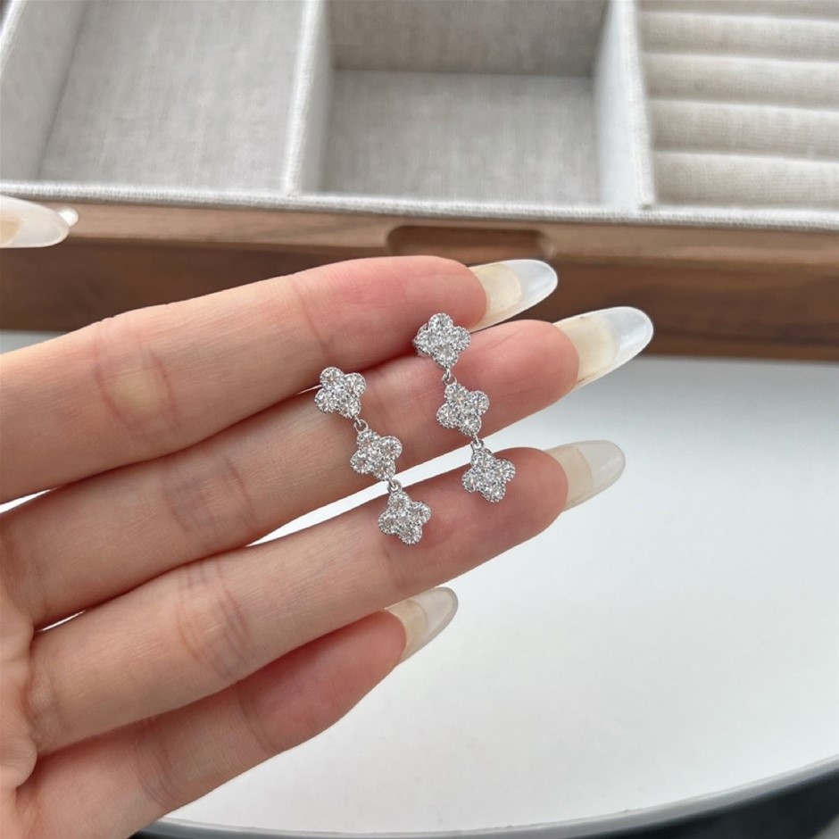 925 Sterling Silver Simulated Diamonds Drop Earrings