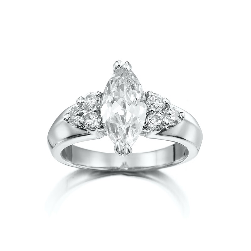 Stunning Rhodium Plated Simulated Diamond Ring - US Size 8