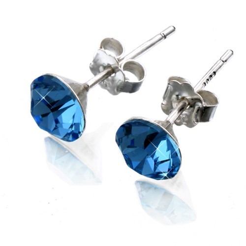 Solid 925 Sterling Silver DECEMBER Birthstone  Earrings - Blue