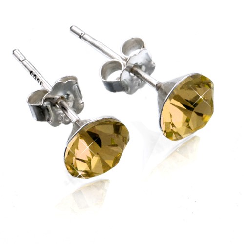 Solid 925 Sterling Silver Birthstone Earrings - October