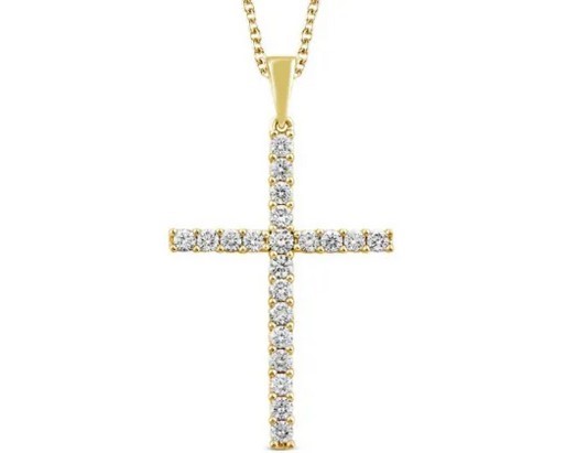 9K YELLOW GOLD 0.50ct F VS LAB DIAMOND CROSS NECKLACE 40-45cm