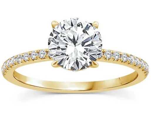 9K YELLOW GOLD 1.75ct F VS LAB DIAMOND RND CLAW RING