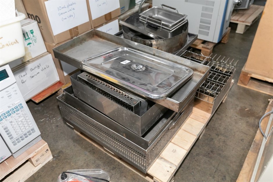 Assorted Collection of Stainless-Steel autoclave Trays and Racks