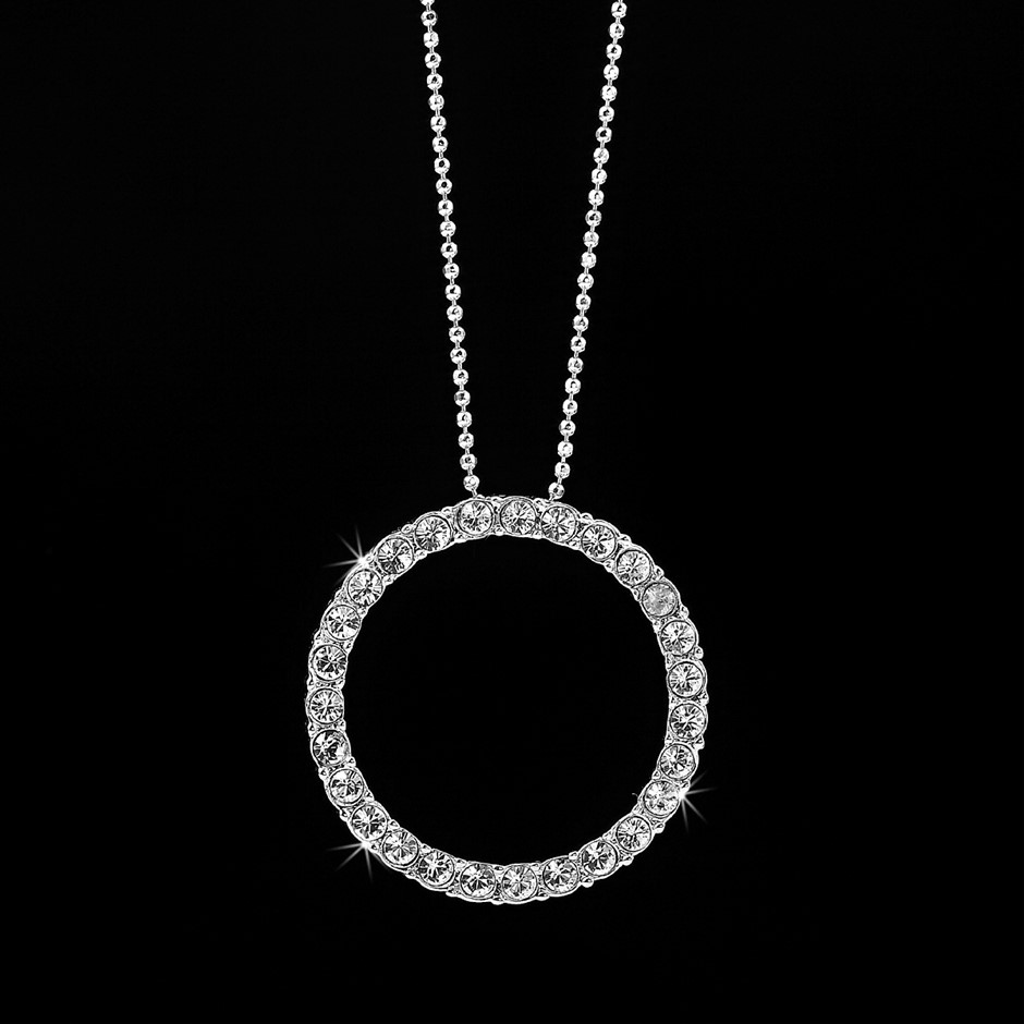 Solid 925 Sterling Silver Eternity Pendant 30 Crystals by Swarovski®
