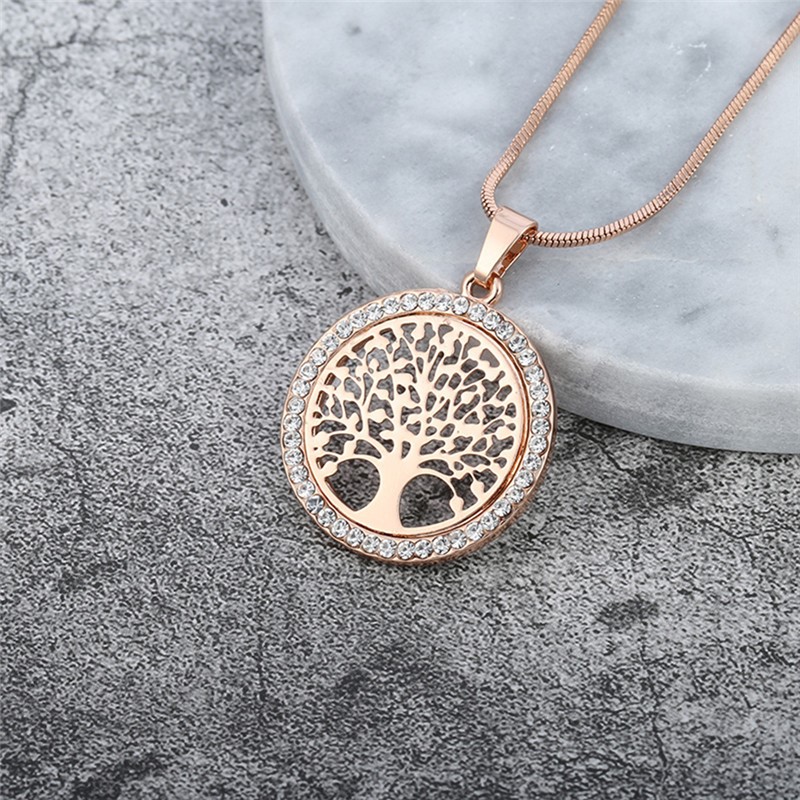 Simulated Diamond "Tree of Life" Eternity Pendant in Rose