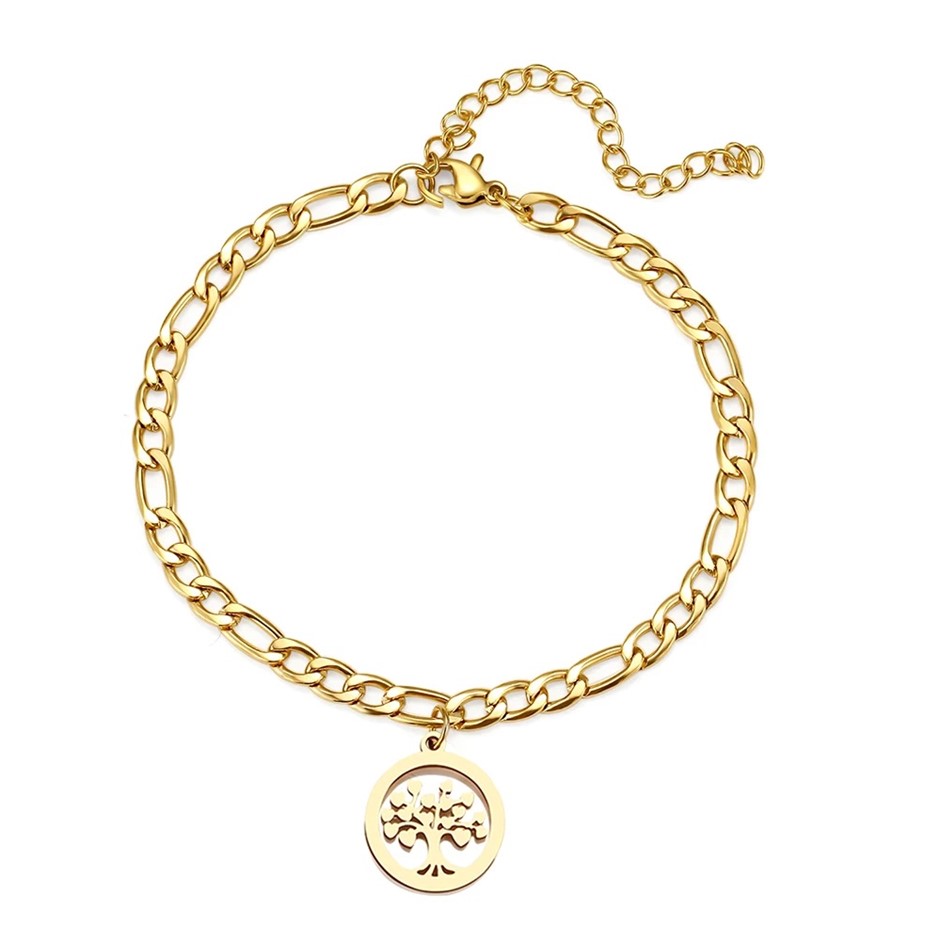 Designer Stainless Steel “Tree of Life” Bracelet - Yellow