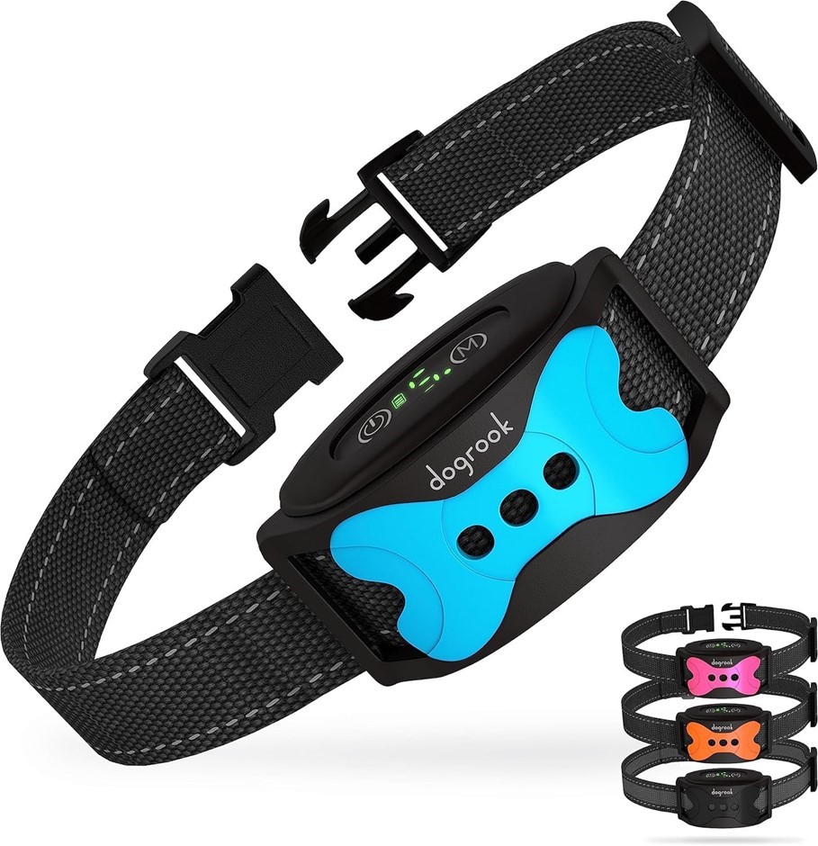 DOGROOK No Shock Bark Collar with Beep and Vibration. Rechargeable Training