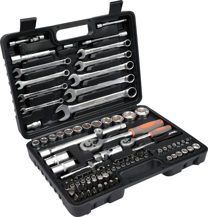 STHOR 82pc Socket & Tool Set 1/2" & 1/4 Drive, Contents: 1/2" Sockets 13mm