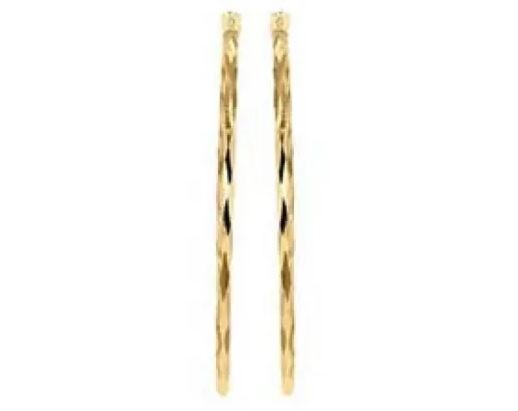 9K Yellow GOLD HLW DIAMOND CUT HOOP EARRINGS 28mm