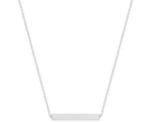 9K WHITE GOLD SOLID HORIZ BAR NECKLACE 41+2cm