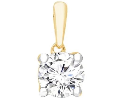 9K Yellow Gold 0.50ct HI I1 DIAMOND CLAW PENDANT