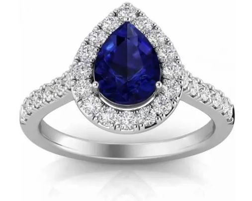 EXC 18K WHITE GOLD 0.50ct HI I1 DIAMOND SAPHRE RIN