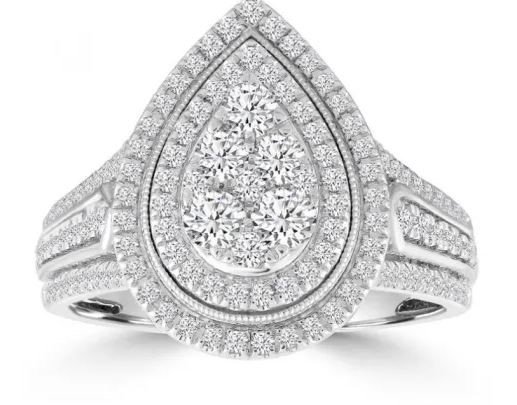 DSO 18K WHITE GOLD 1.00CT HI I1 DIAMOND RING