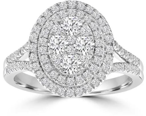 18K WHITE GOLD 1.00CT HI I1 DIAMOND RING