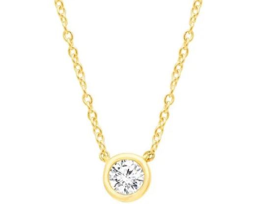 9K YELLOW GOLD 0.15ct F VS ROUND LAB DIAMOND NECKLACE 40-45cm
