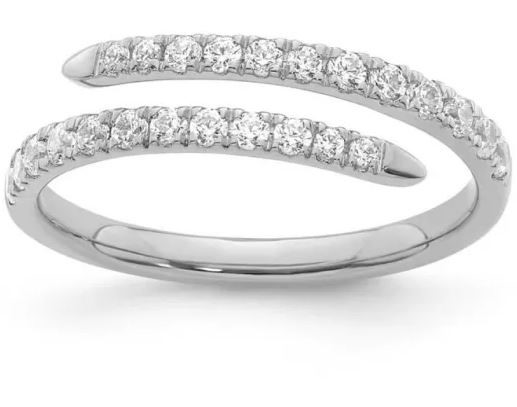 9K WHITE GOLD 0.40ct F VS LAB DIAMOND SPIRAL RING