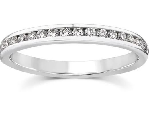 9K WHITE GOLD 0.25ct F VS LAB DIAMOND CHANNEL SET BAND