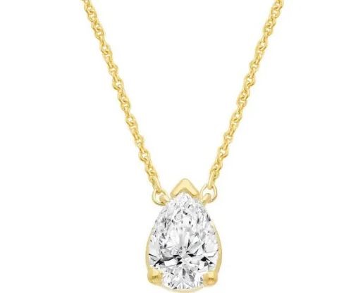 9K YELLOW GOLD 0.26ct F VS PEAR LAB DIAMOND NECKLACE 40-45cm