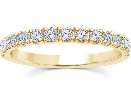 9K YELLOW GOLD 0.50ct F VS LAB DIAMOND CLAW SET BAND