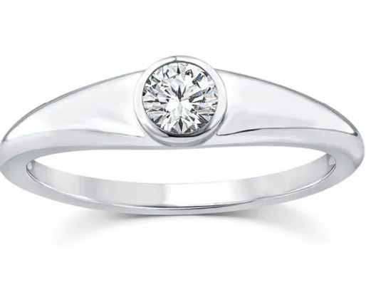 9K WHITE GOLD 0.25ct F VS LAB DIAMOND ROUND RING