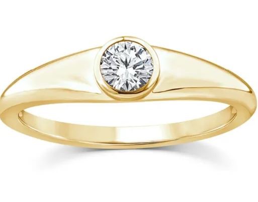 9K YELLOW GOLD 0.25ct F VS LAB DIAMOND ROUND RING