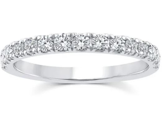 9K WHITE GOLD 0.50ct F VS LAB DIAMOND CLAW SET BAND