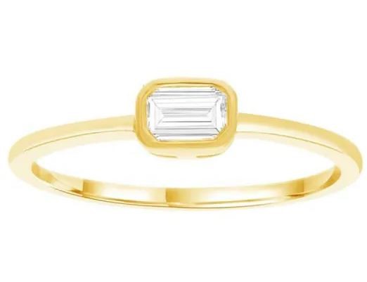 9K YELLOW GOLD 0.25ct F VS EMERALD LAB DIAMOND RING