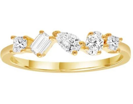 9K YELLOW GOLD 0.45ct F VS MULTI SHAPE LAB DIAMOND RING