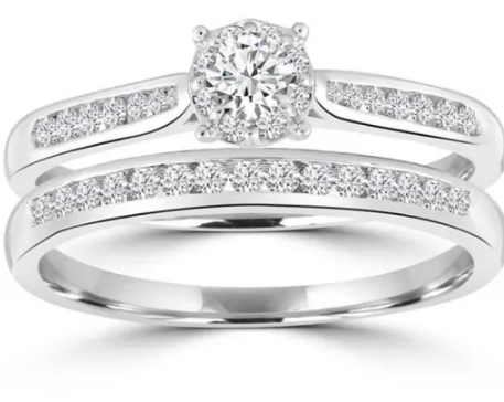 9K WHITE GLD 0.50CT HI I1 DIAMOND RING SET