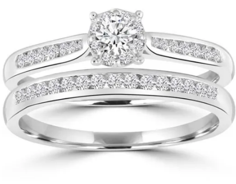 9K WHITE GLD 0.50CT HI I1 DIAMOND RING SET