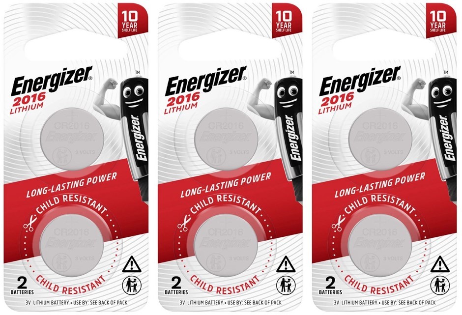 3 x ENERGIZER 2016 Lithium Coin Battery 2 Pack