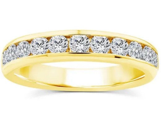 9K YELLOW GOLD 1.00ct F VS LAB DIAMOND CHANNEL SET BAND