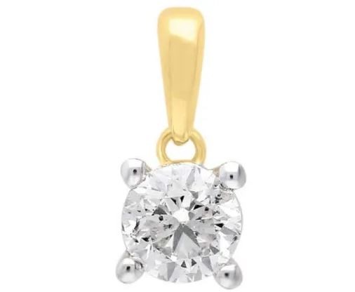 9K Yellow Gold 0.25ct HI I1 DIAMOND CLAW PENDANT
