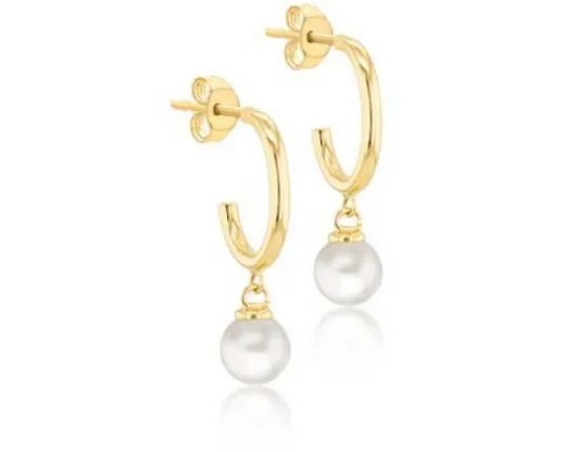 9k Yellow Gold F/W Pearl Drop Earrings