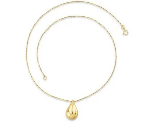 9k Yellow Gold Bold Hollow Drop Necklace 40-45cm
