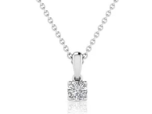 9K WHITE GOLD 2.00ct F VS LAB DIAMOND ROUND NECKLACE 40-45cm