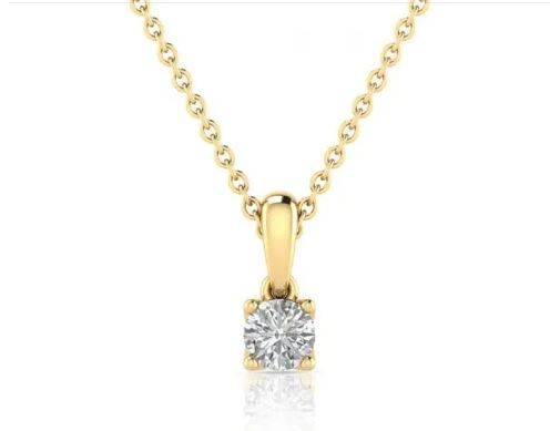 9K YELLOW GOLD 2.00ct F VS LAB DIAMOND ROUND NECKLACE 40-45cm