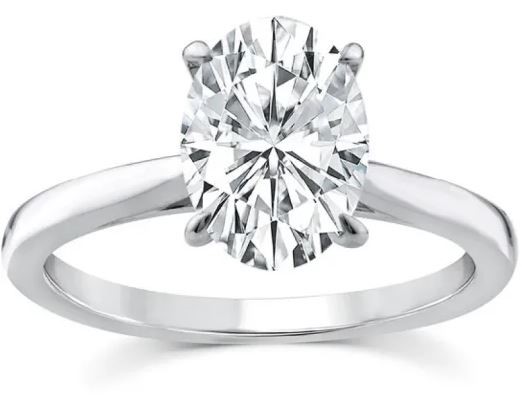 9K WHITE GOLD 2.00ct F VS LAB DIAMOND OVAL 4 CLAW RING