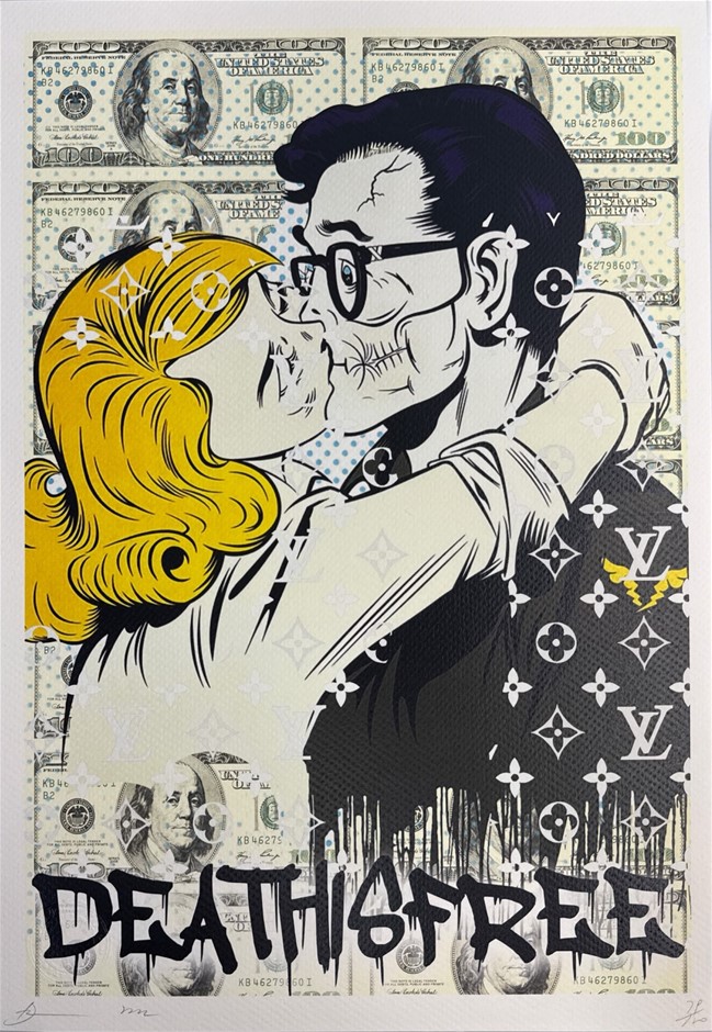 Death NYC Signed Street Art "Death is Free Dface Style" Limited Edition