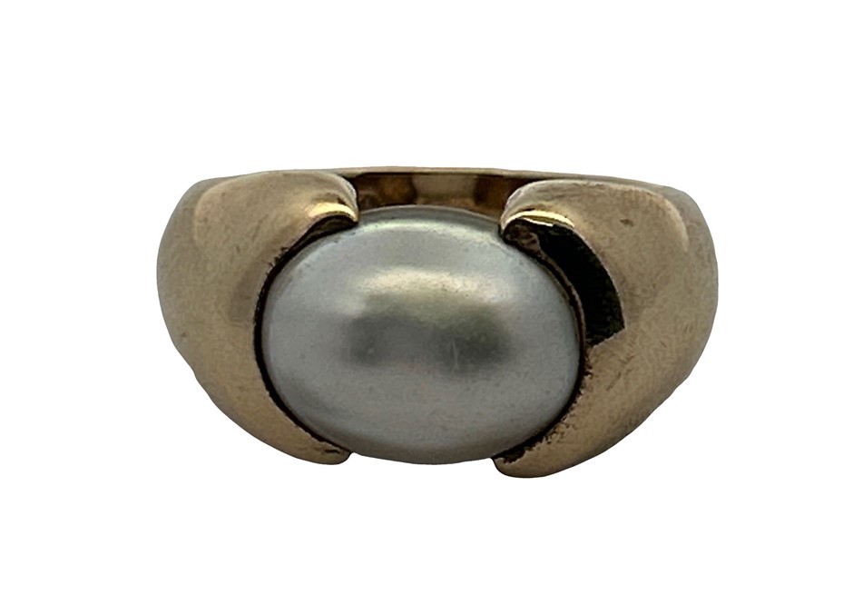 9ct Yellow Gold Silver Mabe Pearl Ring