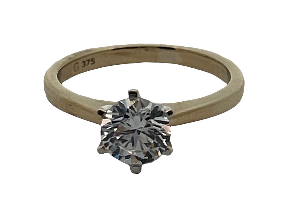 9ct Yellow Gold Cubic Zirconia Solitaire Ring