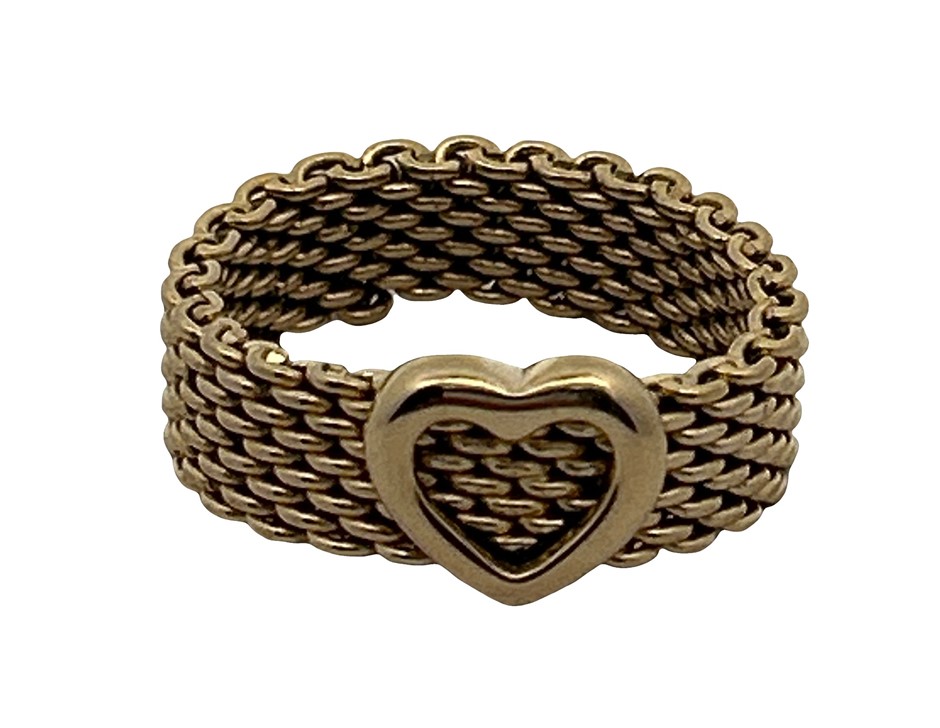 Tiffany & Co 18ct Yellow Gold Somerset Heart Mesh Ring