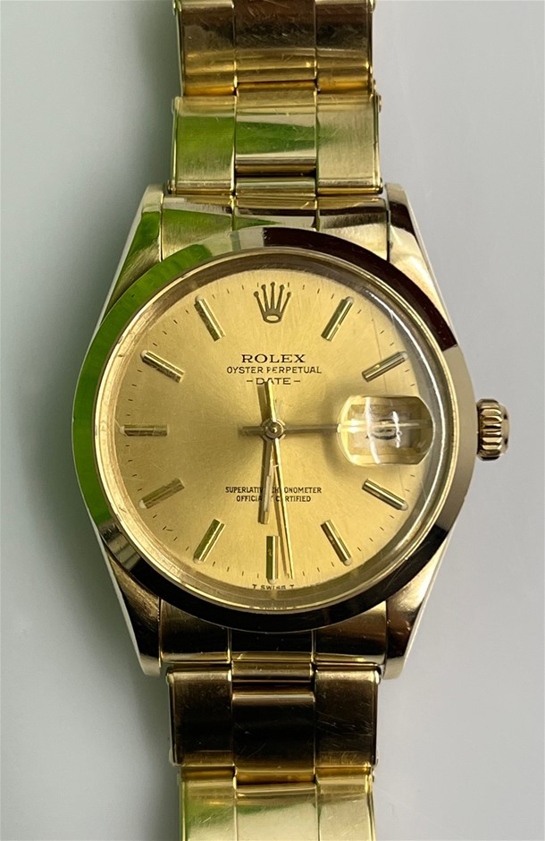 ROLEX Oyster Perpetual Date 14ct Yellow Gold Watch