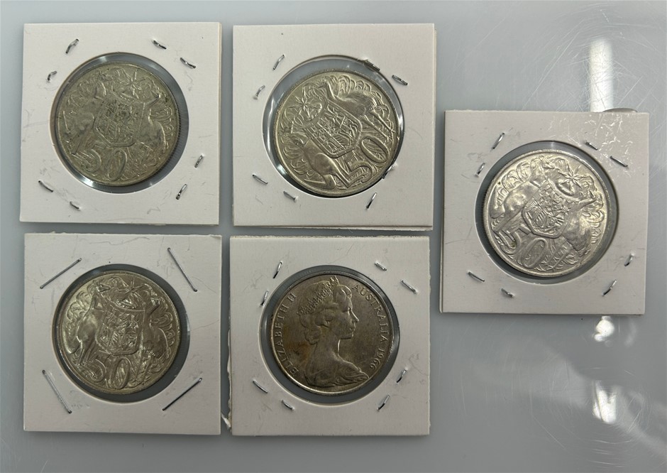 5 x 1966 Australian 50 Cent Coin