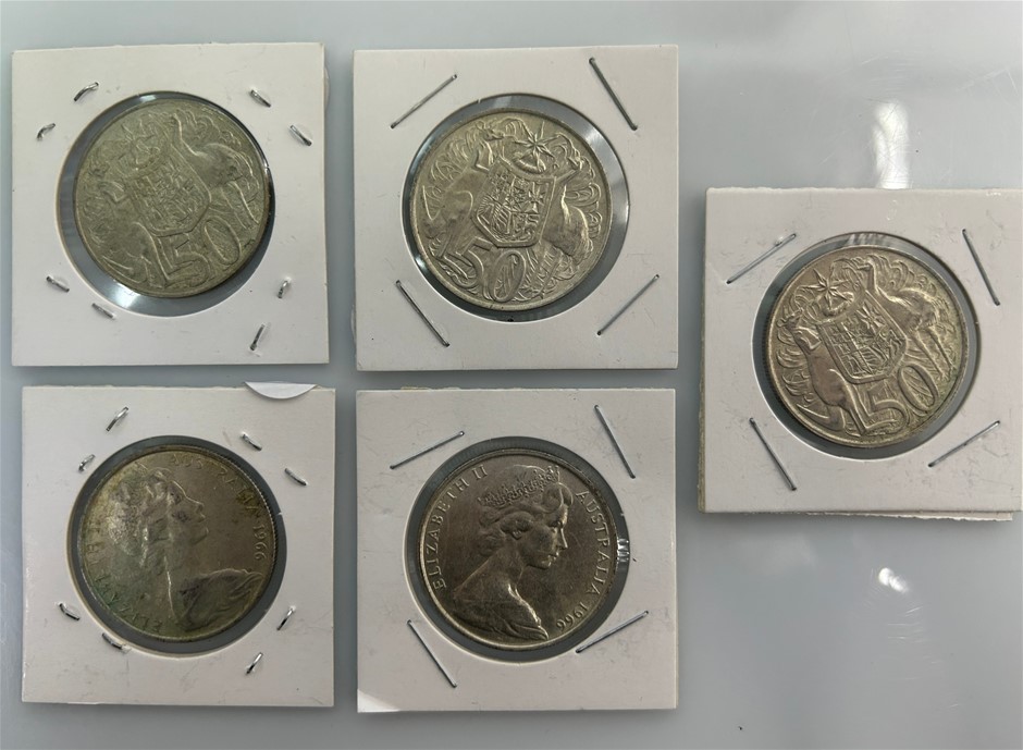 5 x 1966 Australian 50 Cent Coin